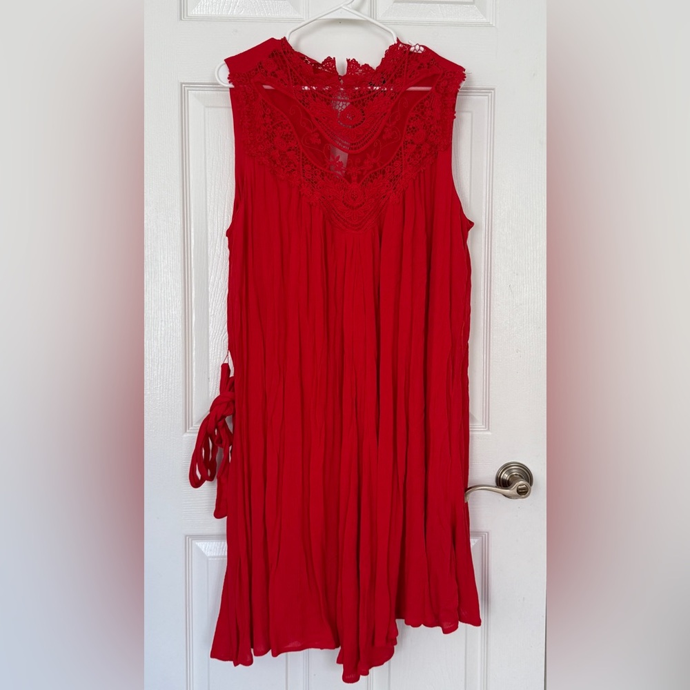 Torrid Red Mini Dress with Lace Detail - Picture 6 of 8
